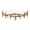 Christopher Knight Home Grenada Outdoor Acacia Wood 5 Seater Sectional Sofa Chat Set with Cushions - 2 of 4