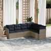 vidaXL 6 Piece Patio Sofa Set with Cushions Gray Poly Rattan - 2 of 4
