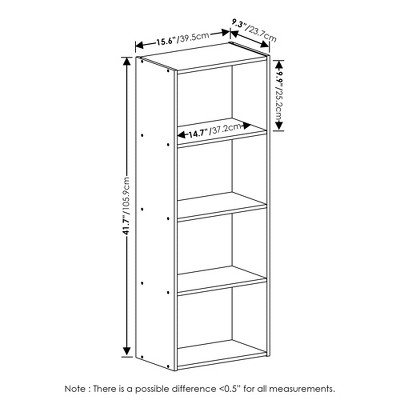 Gray 4-Tier Composite Wood Open Bookcase