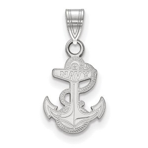 Black Bow Jewelry 14k White Gold Navy Midshipmen NCAA Small Pendant - 1 of 3