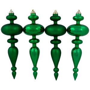 Northlight Shatterproof Commercial Size Finial Christmas Ornaments - 14" - Green - Set of 4 - 1 of 4