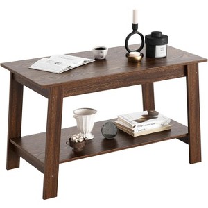 Coffee Table, Small Living Room Tables, 2-Tier Rustic Coffee Table for Living Room, Modern Farmhouse Rectangular Wood Table for Home - 1 of 4