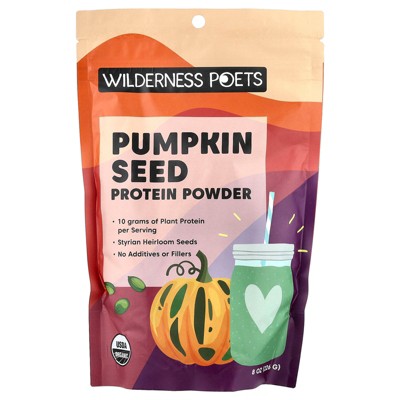 Wilderness Poets, Pumpkin Seed Protein Powder - Organic, Cold-Pressed - Made from 100% Heirloom, Styrian Pumpkin Seeds Grown in Austria (8 Ounce) -