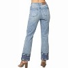 Women's High Rise Plaid Cuff Vintage Straight Jeans - Judy Blue - 3 of 4