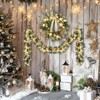 18 Inch Christmas Wreath, Pre-Lit Battery Powered Xmas Wreath for Front Door with Gold Bowknot, Artificial Pre-Decorated Holiday Accent - 3 of 4