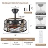 Kviflon 18 inch Industrial Black Caged Ceiling Fan with Light and Remote - 2 of 4