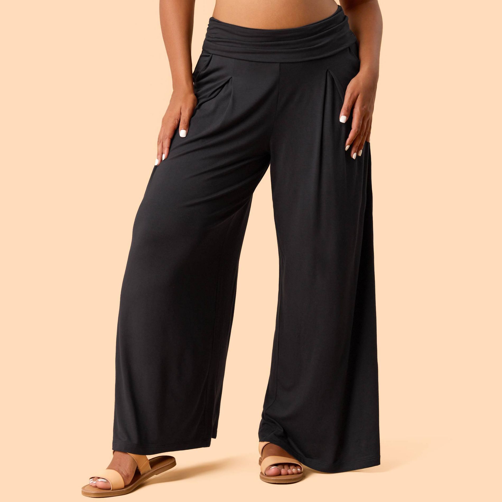 Blogilates Women's Homebody Foldover Wide Leg Pants