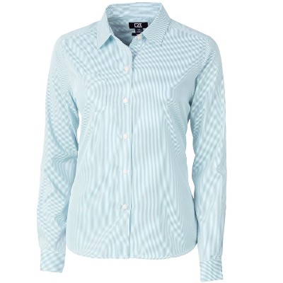 Cutter & Buck Versatech Pinstripe Stretch Womens Long Sleeve Dress Shirt