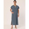 Lars Amadeus Men's Short Sleeves Cotton V-Neck Side Split Long Nightshirt - 2 of 4
