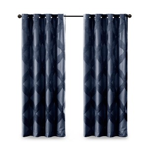 Gracie Mills Eirian Ogee Knitted Jacquard Total Blackout Curtain Panel - 1 of 4