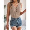 Womwns Sweater Knit Tank Tops Spring Summer Casual V Neck Sleeveless Hollow Out Crochet Vest - 2 of 4