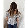 Women's Lakeland Floral Striped Peasant Top - Aureum - 3 of 4