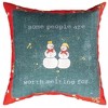Dark Green Holiday Cuties Pillow – Climaweave Polyester, 18"x18"by Manual Woodworkers & Weavers - 2 of 3