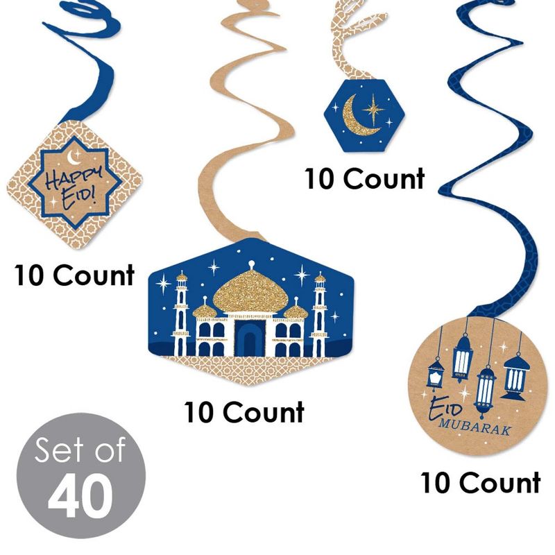 Big Dot of Happiness Ramadan - Eid Mubarak Hanging Decor - Happy Eid Party Decoration Swirls - Set of 40, 5 of 9
