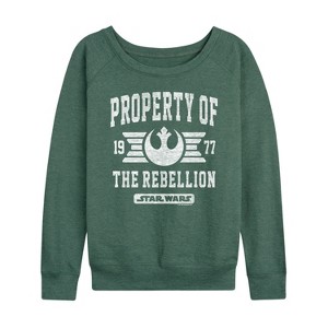 Women's - Star Wars - Property Of Rebellion Lightweight French Terry Wide Neck Long Sleeve Shirt - 1 of 4