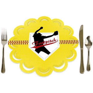 Big Dot of Happiness Grand Slam - Fastpitch Softball - Birthday Party or Baby Shower Round Table Decorations - Paper Chargers - Place Setting For 12 - 1 of 4