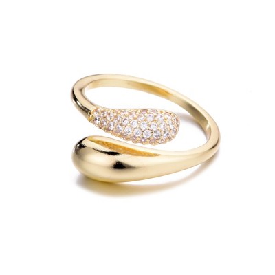 Adornia 14k Gold Plated CZ Curved Bands Ring