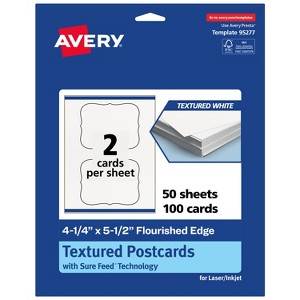 Avery Matte White Postcards, 4-1/4" x 5-1/2" Rectangle Flourished Edge - 1 of 4