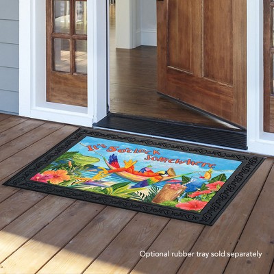 Tropical Parrot Beach Theme Rubber Doormat 30" x 18"