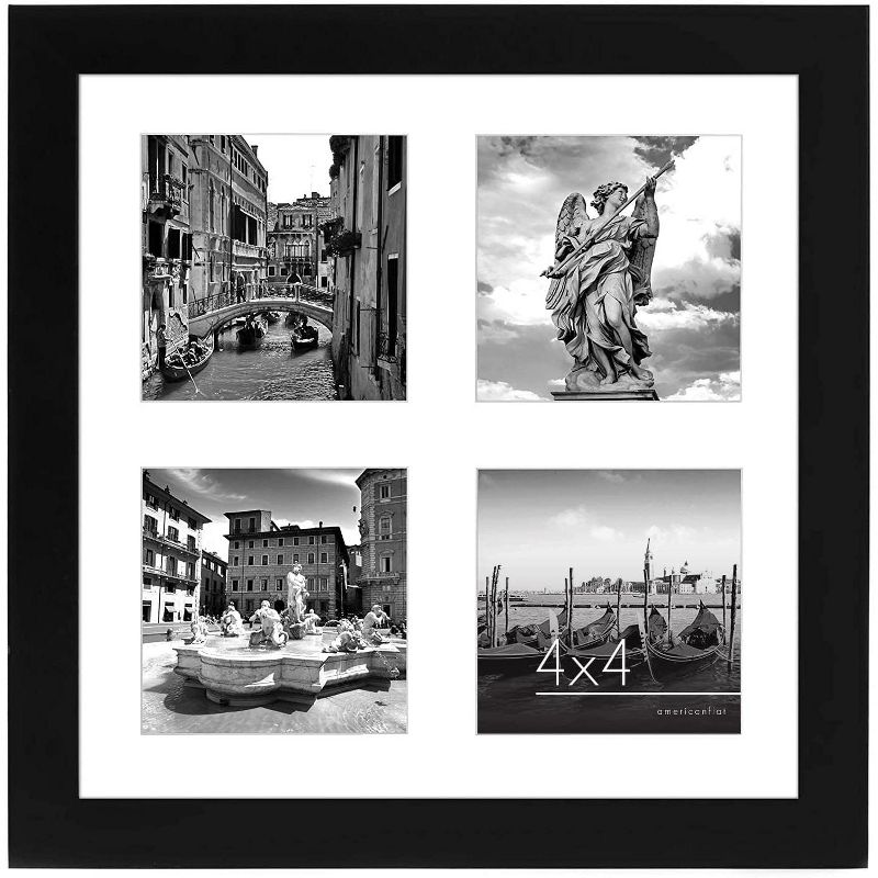 Americanflat 10x10 Collage Picture Frame with tempered shatter-resistant glass - 4 Displays of 4x4 - Available in a variety of Colors, 1 of 8