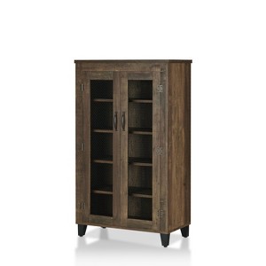 Polmont 5 Shelf Shoe Cabinet Reclaimed Oak - miBasics: Industrial Design, Metal Mesh Doors, 15-Pair Storage - 1 of 4