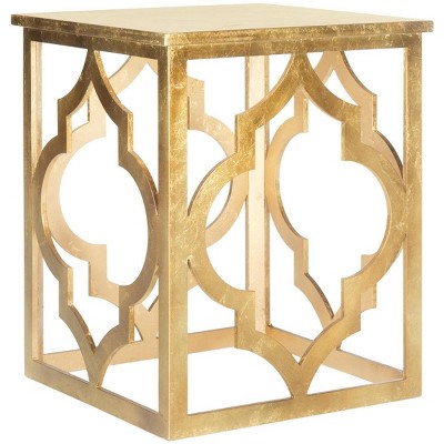 Gold Leaf Latticework Wood Accent Table