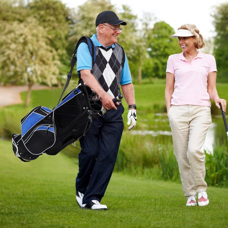 Costway Golf Stand Cart Bag Club w/6 Way Divider Carry Organizer Pockets Storage Blue, 2 of 11