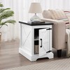 DOMETOUR Farmhouse Nightstand with Storage Shelf, Rustic Wood End Table Side Table for Living Room Bedroom - 2 of 4