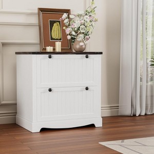 Acekool 2-Drawer Farmhouse File Cabinet, 30" Wood Lateral Filing Cabinet for A4/Letter/Legal, Rustic Printer Stand & Storage for Home Office - 1 of 4