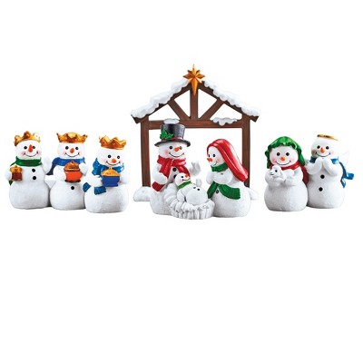 Collections Etc Hand-Painted Snowman Nativity Scene 4-Piece Set