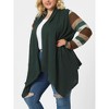 Agnes Orinda Women's Plus Size Christmas Asymmetric Colorblock Open Front Knit Cardigans - 2 of 4