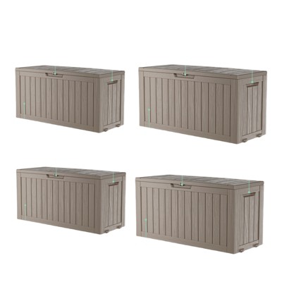 VisioGear Deck Boxes, 2-Piece 75 Gal Outdoor Storage Deck Box, Small Patio Storage Bin for Garden Tools, Brown, 46.06"*21.06"*21.65"