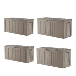 VisioGear Deck Boxes, 2-Piece 75 Gal Outdoor Storage Deck Box, Small Patio Storage Bin for Garden Tools, Brown, 46.06"*21.06"*21.65" - 1 of 4