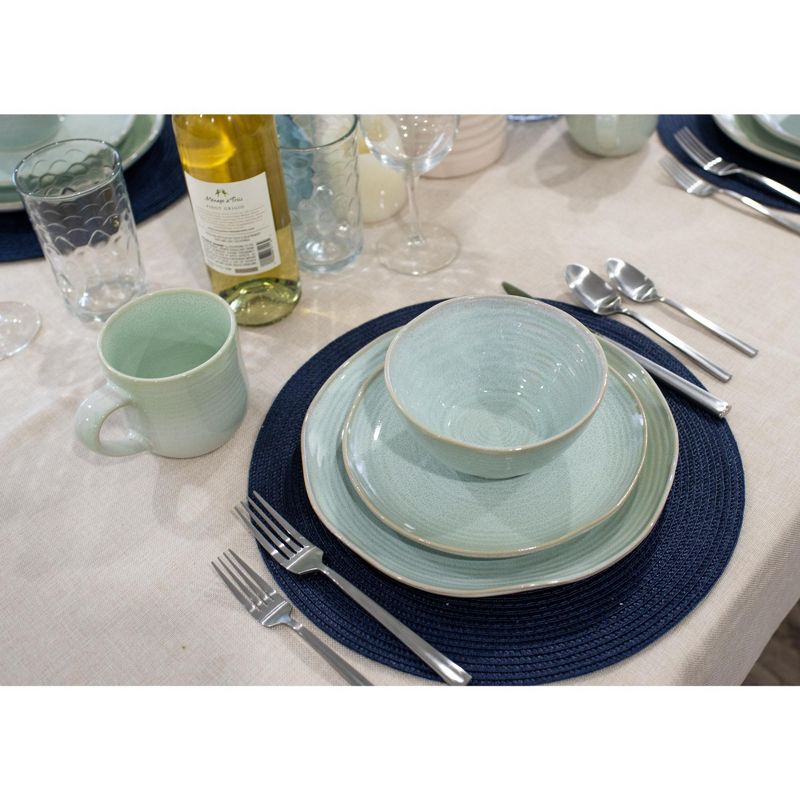 Elanze Designs Reactive Glaze Ceramic Stoneware Dinnerware 16 Piece Set - Service for 4, Seafoam Mint Green, 5 of 7