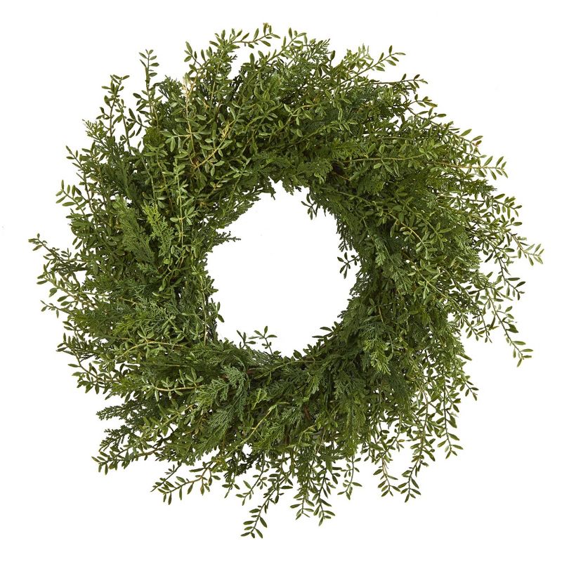 Nearly Natural 27” Mixed Grass Artificial Wreath, 1 of 4