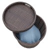 Barton 5-Pieces Patio Sofa Ottoman Wicker Set with Side Storage Table, Brown/Beige - 4 of 4