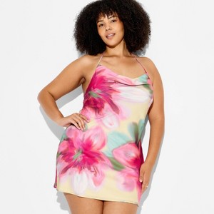 wild fable pink floral dress Wild Fable Dresses | Wild Fable 90s Y2k Notched Pink Slip Dress Large | Color: Pink | Size: L
