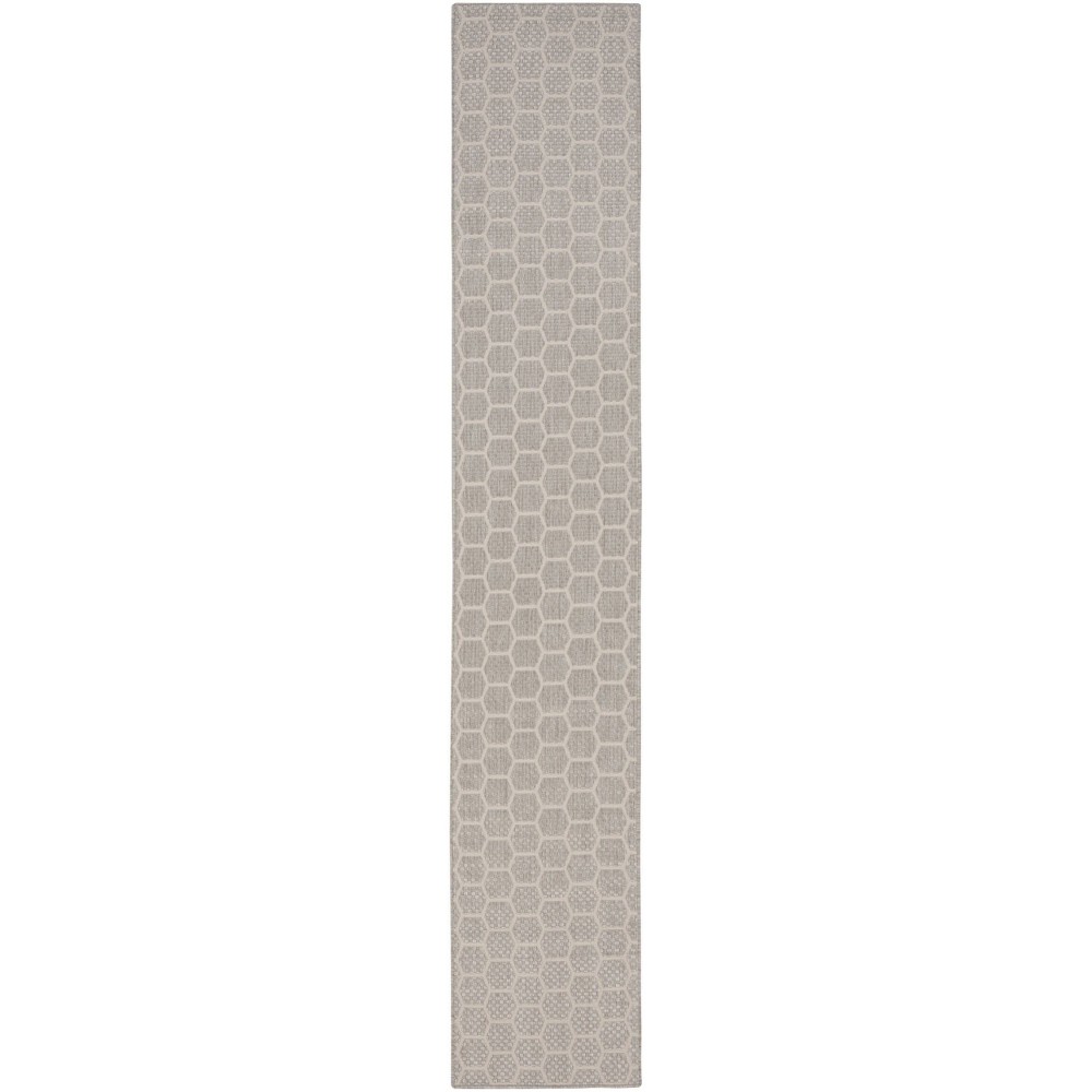 Photos - Doormat Nourison 2'2"x12' Reversible Basics Woven Indoor/Outdoor Runner Rug Gray 
