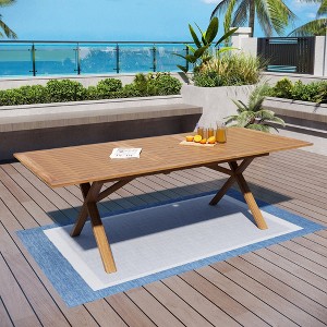 Captiva Designs 1pc Patio Acacia Wood Patio Expandable Dining Table with 1.96" Umbrella Hole - 1 of 4