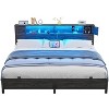 Besiost Bed Frame with Storage Headboard, Bedframe with Charging Station and LED Light - 2 of 4