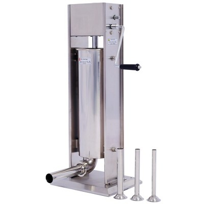 Manual Sausage Stuffer, 5L/11Lbs Capacity 2 Speed Stainless Steel Vertical Sausage Maker Machine With 4 Different Size Nozzle