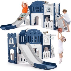 8 in 1 Toddler Slide Indoor Playground, Indoor Slide Toddler Playset for Toddlers 1-3 - 1 of 4