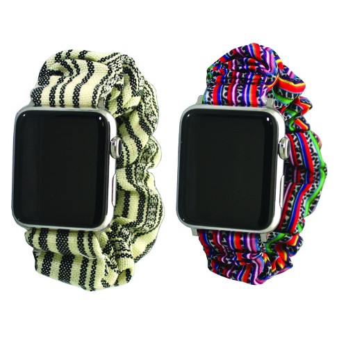 Olivia Pratt Printed Scrunchie Apple Watch Band Rainbow Leopard B w Canvas 42mm Target