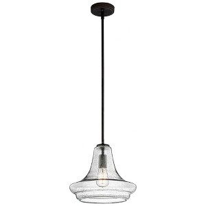 Everly 11.25" 1 Light Trumpet Pendant Clear Seeded Glass Brushed Nickel - 1 of 1