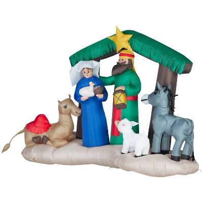 Gemmy 4.5 ft Multicolor Inflatable Nativity Scene with Animals