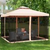 Tangkula 10'x10'Outdoor Canopy Gazebo Art Steel Frame 2-Tiers Party Patio Large Canopy Gazebo W/Netting&Side Walls - 2 of 4