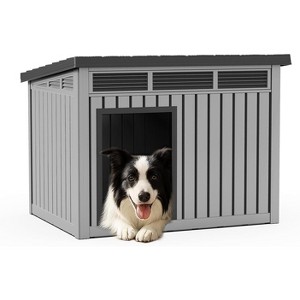 SEVOBAL Pet Crates and Houses All-Weather Dog House with Removable Floor, Indoor  Outdoor Use, Medium to Large Dogs, Gray, 32.2"*25.12"*24.13" - 1 of 4