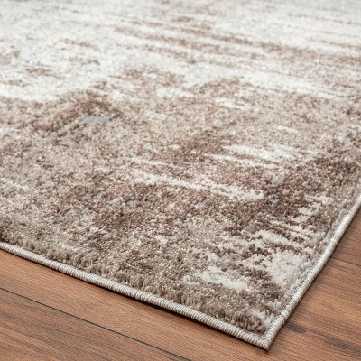 8' x 10' Brown Abstract Synthetic Area Rug