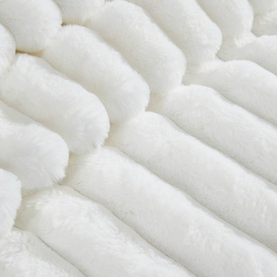 King White Faux Fur Reversible Comforter Set