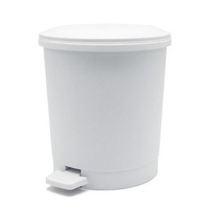 LunaLulinlk 1.5 Gallon Round White Plastic Indoor Step Trash Can for Bathroom - 1 of 4